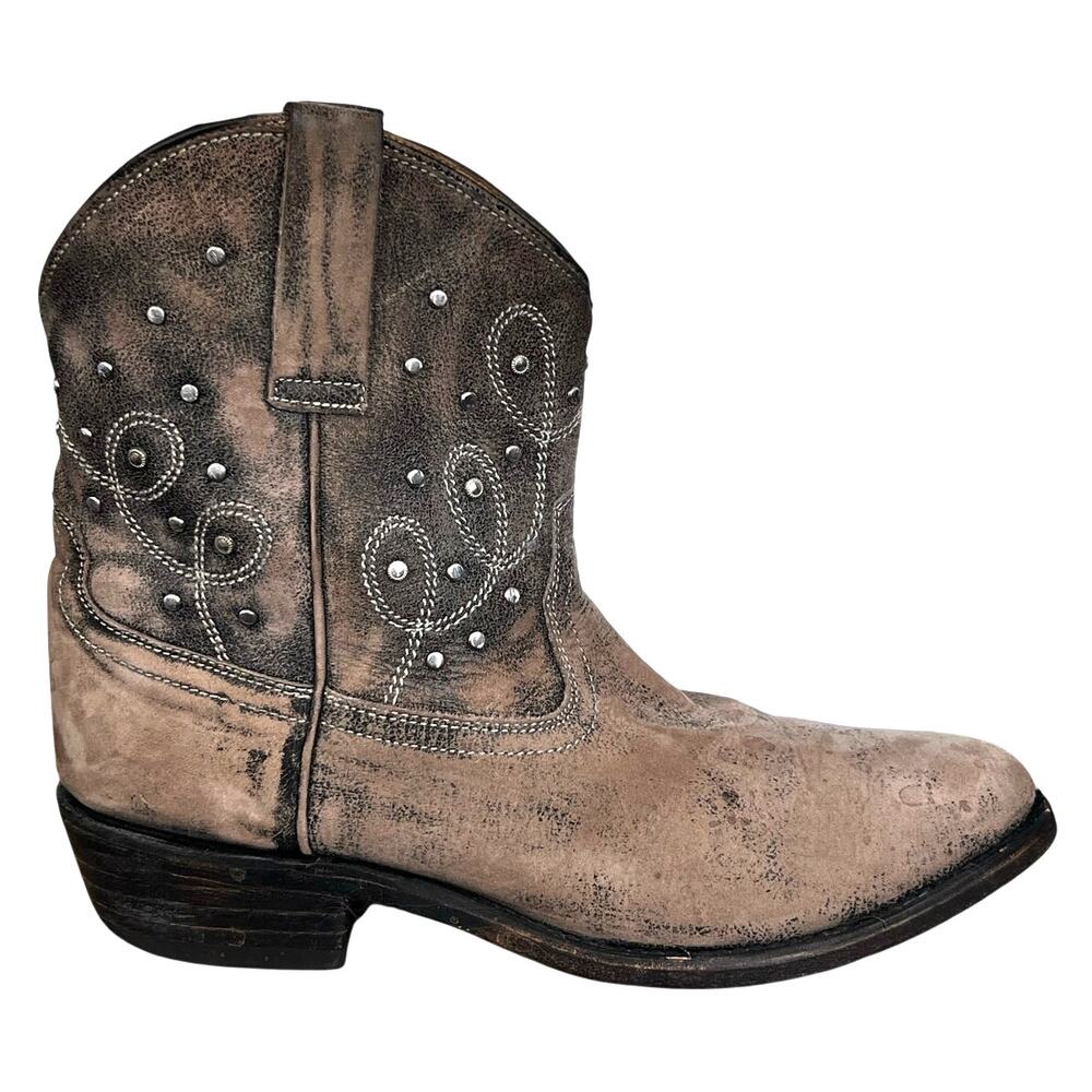 Miz Mooz Women’s Cozumel Brown Leather Studded Western Boots Size US 8